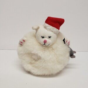 Furballs 6" Round White Kitty Cat Mouse Holiday Hat Figi Graphics Plush